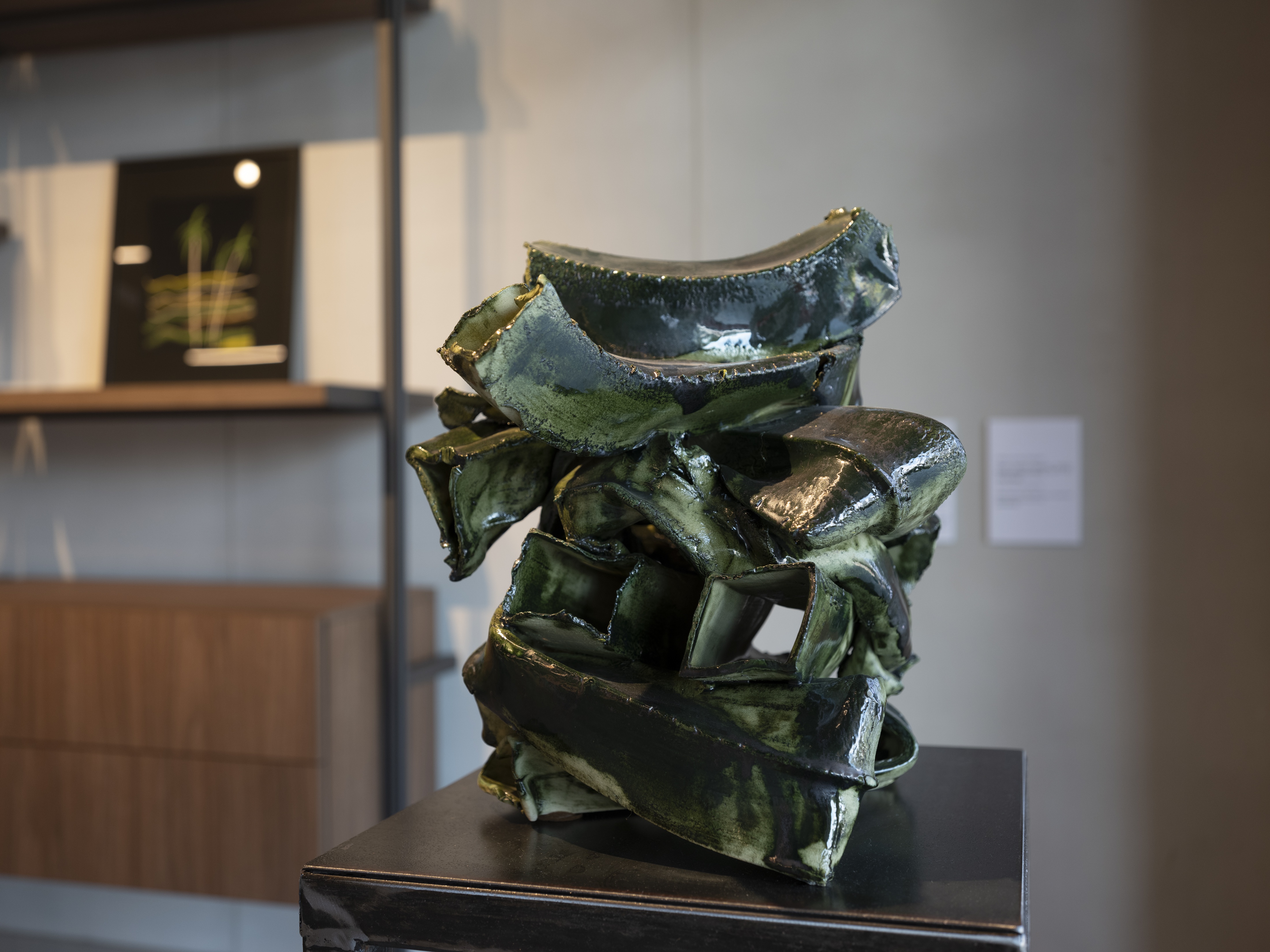 Lia Bagrationi, “Green Knot” (2024), glazed stoneware, on view at The Art Concept Gallery, Art Foundation Anagi, Tbilisi. Photo: Giorgi Shengelia.